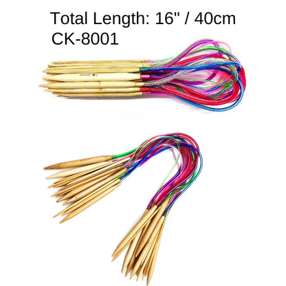 18 Pairs Circular Bamboo Knitting Needles Set Size US 0-15 (2.0mm-10.0mm)